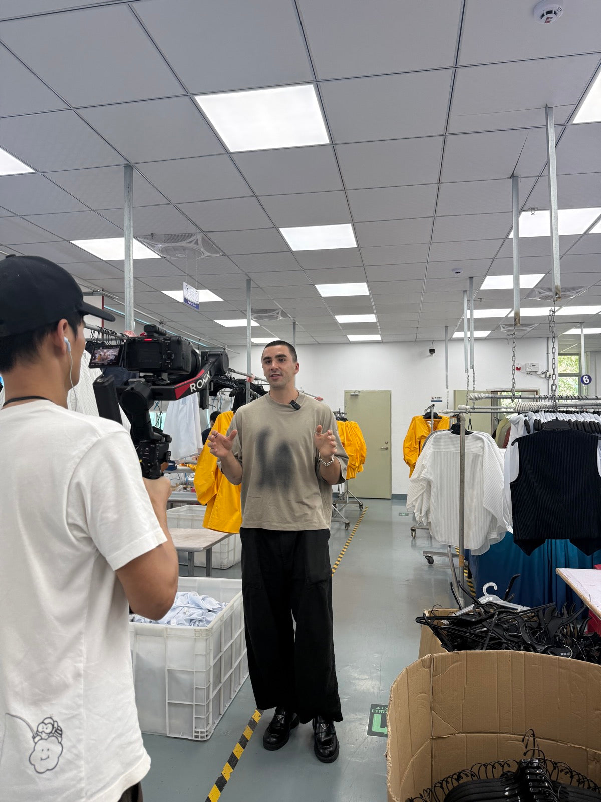 Caspar inside a Chinese factory