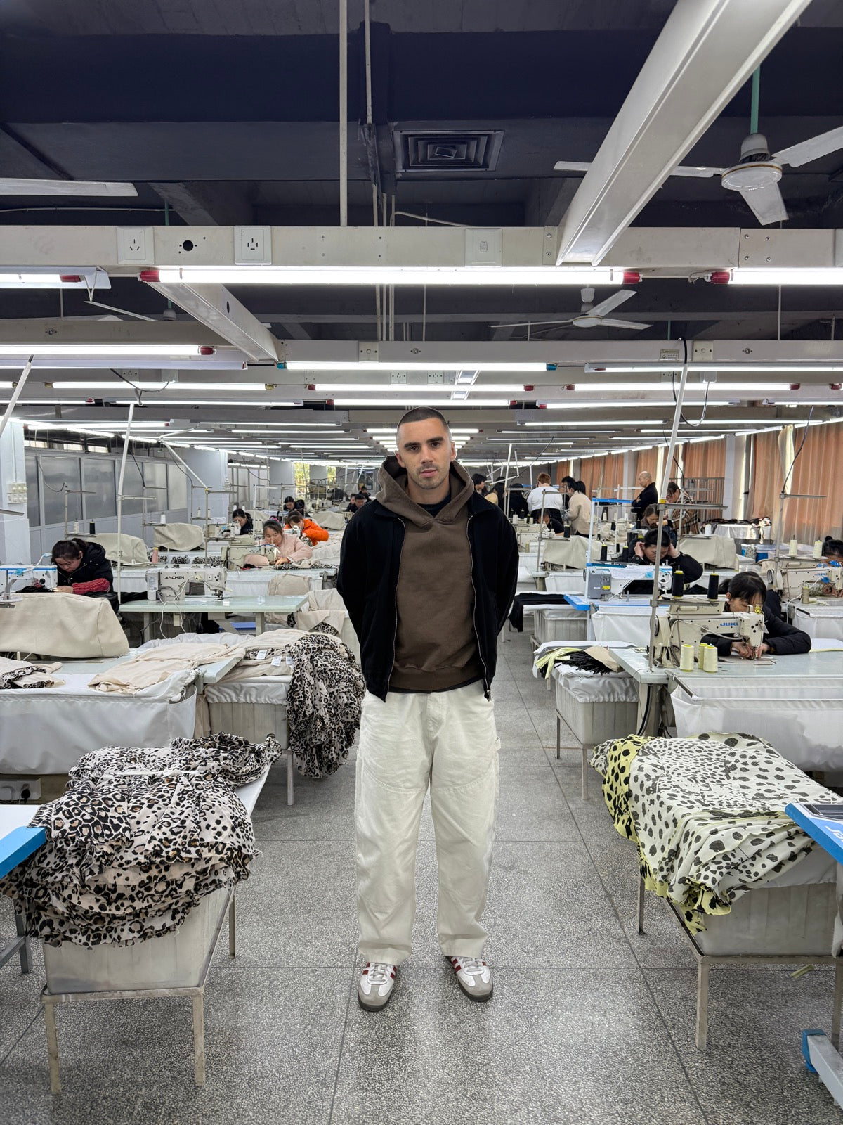 Caspar on the factory floor in China